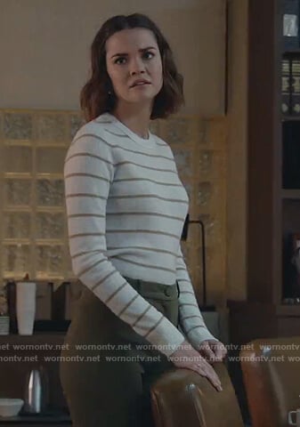 Callie's white stripe sweater on Good Trouble