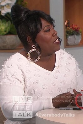 Sheryl's white textured dot sweater on The Talk