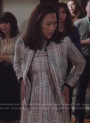 Captain Kim's tweed dress and jacket on Brooklyn Nine-Nine