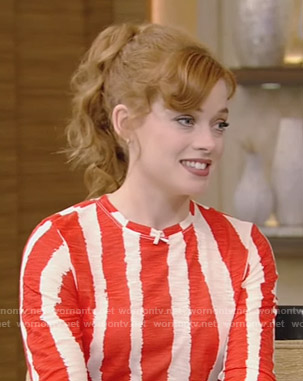 Jane Levy's red and white stripe top on Live with Kelly and Ryan