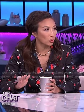 Jeannie's black floral suit on The Real