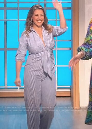 Jodie Sweetin's stripe tie jumpsuit on The Talk