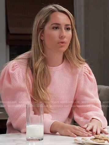 Josslyn's pink puff sleeve sweater on General Hospital