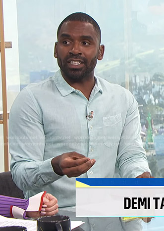 Justin's long sleeve button down shirt on E! News Daily Pop
