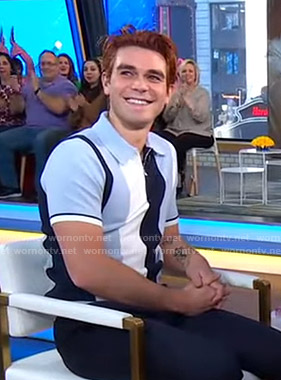 KJ Apa's blue striped polo on Good Morning America