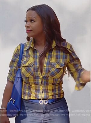 Kandi's yellow plaid shirt on The Real Housewives of Atlanta