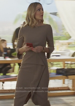 Laura's beige peplum dress on All American
