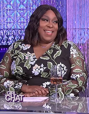 Loni's floral embroidered wrap dress on The Real