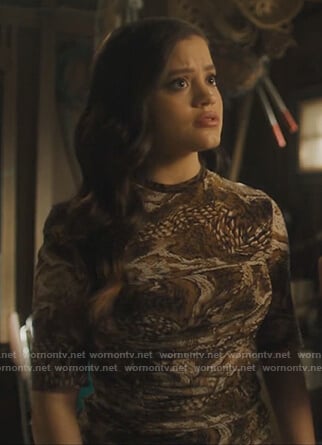 Maggie's brown snakeskin ruched mini dress on Charmed