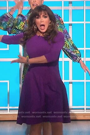 Marie's purple textured flare dress on The Talk