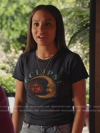 May's navy eclipse moon graphic tee on 9-1-1