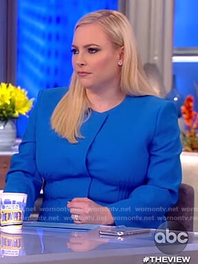 Meghan's blue pleated jacket and skirt on The View