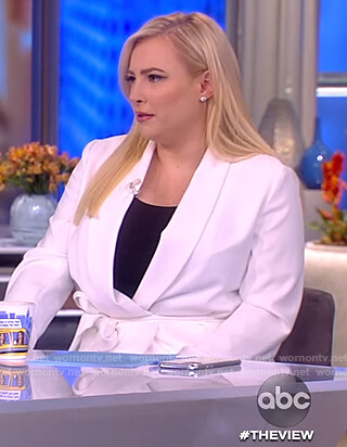 Meghan's white tie waist blazer on The View