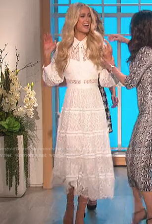 Paris Hilton's white lace dress on The Talk
