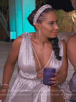 Tanya Sam's metallic dress on The Real Housewives of Atlanta