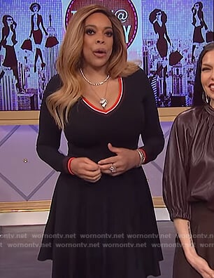 Wendy's black flare dress on The Wendy Williams Show
