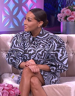 Adrienne's blue zebra print puff sleeve shirtdress on The Real