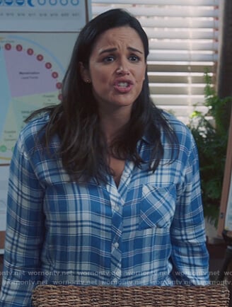 Amy's blue plaid blouse on Brooklyn Nine-Nine