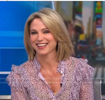 Amy's pink floral ruffle blouse on Good Morning America