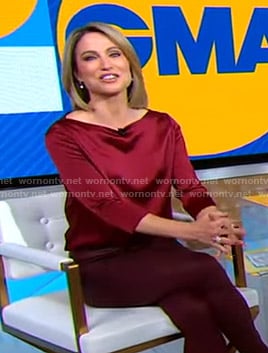 Amy's red satin top on Good Morning America