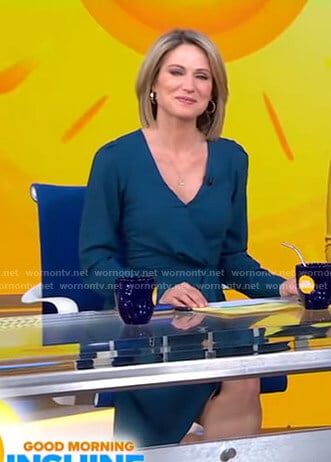 Amy's teal wrap dress on Good Morning America
