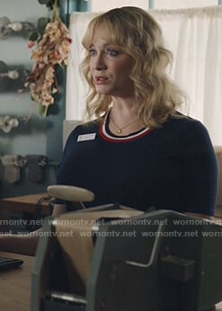 Beth's stripe trim short sleeve sweater on Good Girls