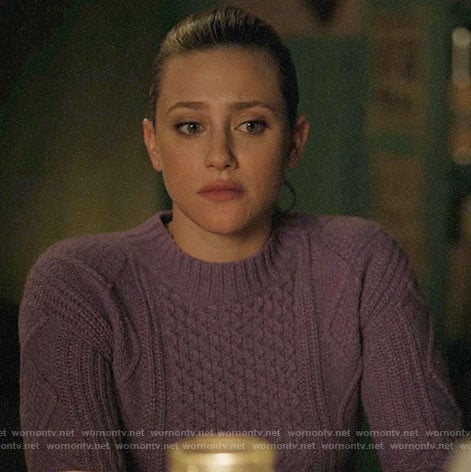 Betty's purple cable knit sweater on Riverdale