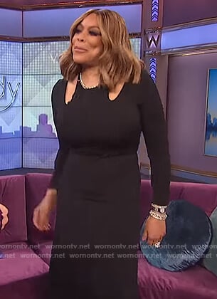 Wendy's black cutout midi dress on The Wendy Williams Show