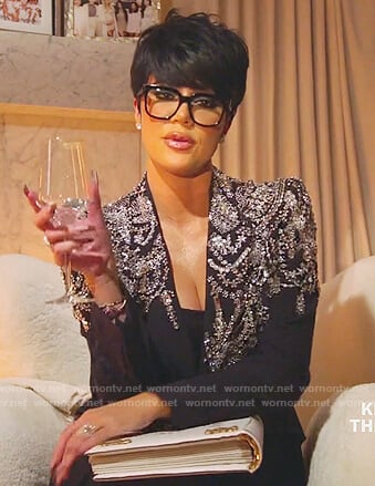 Khloe's black embellished blazer on Keeping Up with the Kardashians