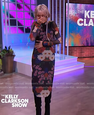 Grace Vanderwaal's black floral mesh midi dress on The Kelly Clarkson Show