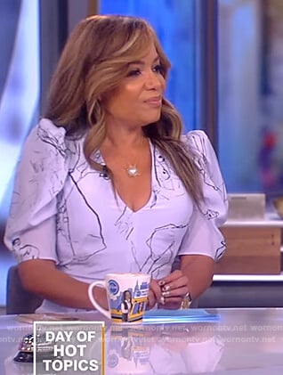 Sunny's blue printed midi dress on The View