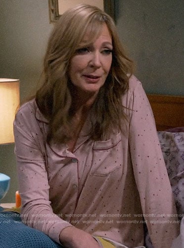 Bonnie's pink star print pajamas on Mom