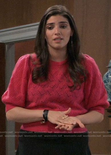 Brook Lynn's pink pointelle sweater on General Hospital