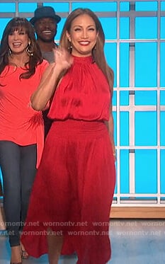 Carrie's red halterneck midi dress on The Talk