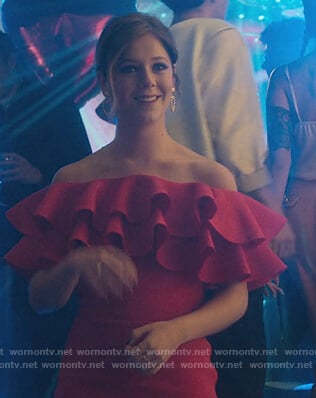 Cayetana's red ruffle mini dress on Elite