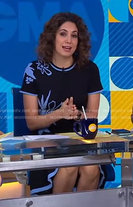 Cecilia's black and blue floral knit dress on Good Morning America