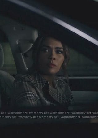 Cristal's plaid vinyl trench coat on Dynasty