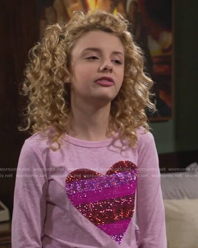 Destiny's pink sequin heart tee on Bunkd
