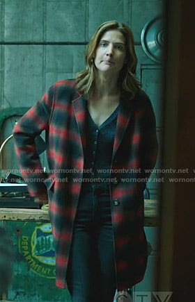 Dex's red plaid coat on Stumptown