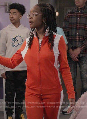 Diane's orange colorblock track jacket on Black-ish