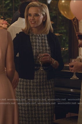 Elena's checked tweed sheath dress on Little Fires Everywhere