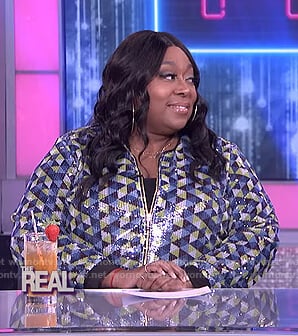 Loni's geometric sequin bomber jacket on The Real