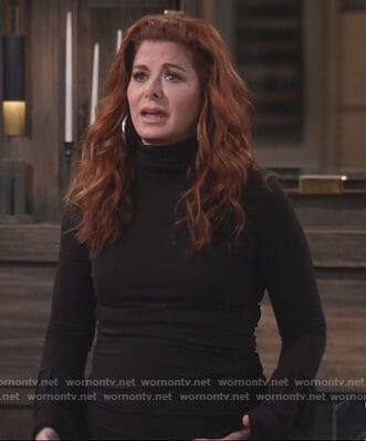 Grace's black turtleneck bell sleeve sweater on Will and Grace