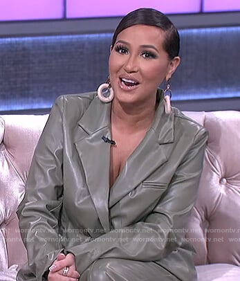 Adrienne's green leather blazer and pants on The Real