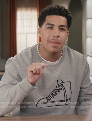 Junior's gray sneaker sweatshirt on Black-ish