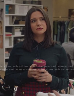 Jane's red tweed mini skirt on The Bold Type