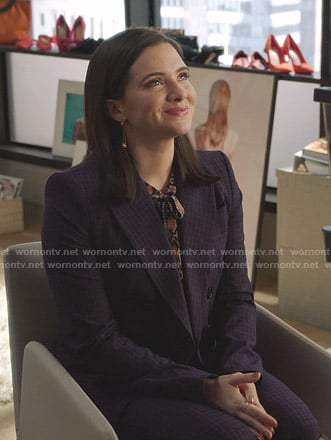Jane's purple check suit on The Bold Type