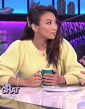 Jeanie's yellow knit puff sleeve sweater on The Real