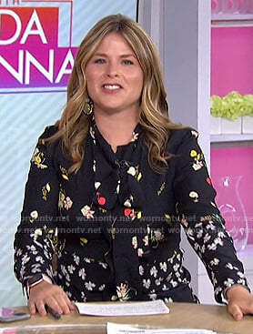 Jenna's black floral tie neck blouse on Today