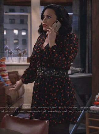 Jenny's black heart print dress on Will and Grace
